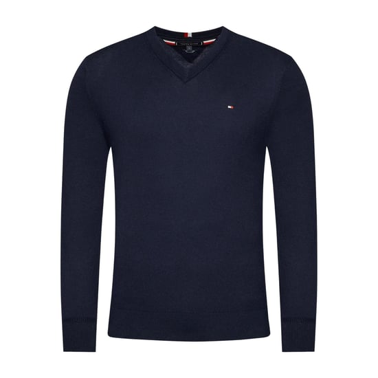 Tommy Hilfiger Heren Sweater Top Katoenmix V Hals (Marineblauw) - Image 1