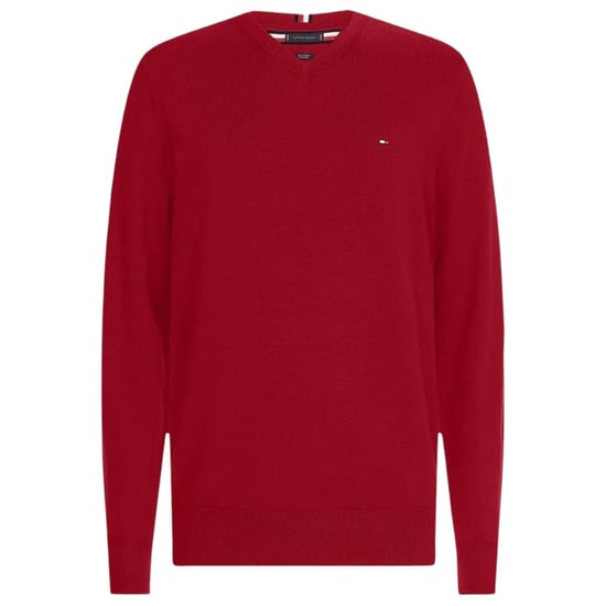 Tommy Hilfiger Heren Sweater Top Katoenmix V Hals (Rood) - Image 1