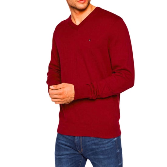 Tommy Hilfiger Heren Sweater Top Katoenmix V Hals (Rood) - Image 3