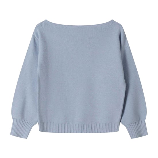 Minoti Gebreide meisjes trui met boothals (Blauw) - Image 1
