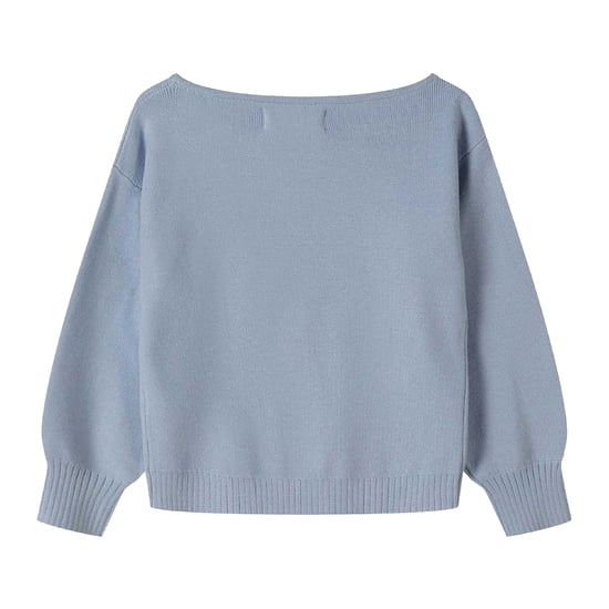 Minoti Gebreide meisjes trui met boothals (Blauw) - Image 2