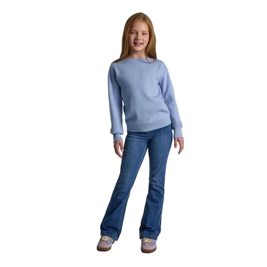 Minoti Gebreide meisjes trui met boothals (Blauw) - Image 4
