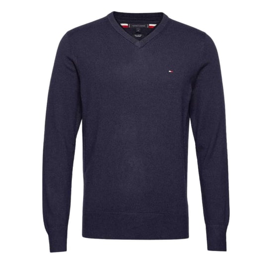 Tommy Hilfiger Heren Sweater Top Katoenmix V Hals (Marinemelange) - Image 1