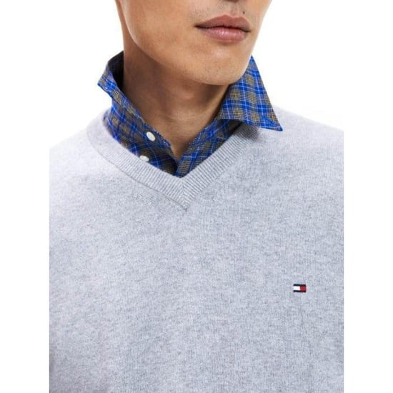Tommy Hilfiger Heren Sweater Top Katoenmix V Hals (Grijs) - Image 3