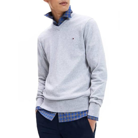 Tommy Hilfiger Heren Sweater Top Katoenmix V Hals (Grijs) - Image 5