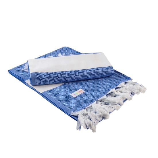 ARTG Hamamzz Marmaris Deluxe Handdoek (Koningsblauw/Wit) - Image 1