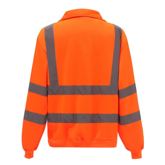 Yoko Heren Hi-Vis Sweatshirt met Kwartrits (Oranje) - Image 2