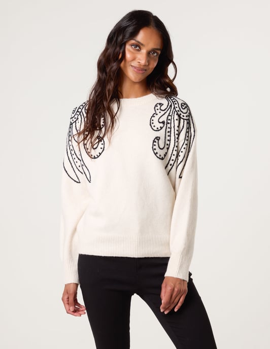 Embroidery Shoulder Detailing Jumper - Image 2