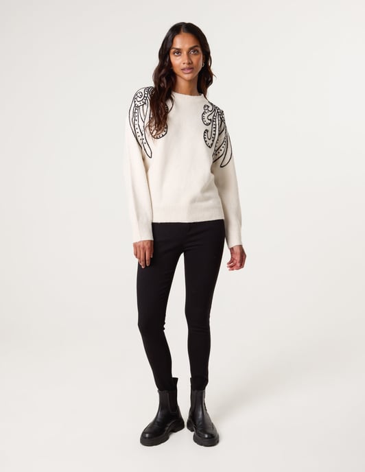Embroidery Shoulder Detailing Jumper - Image 3