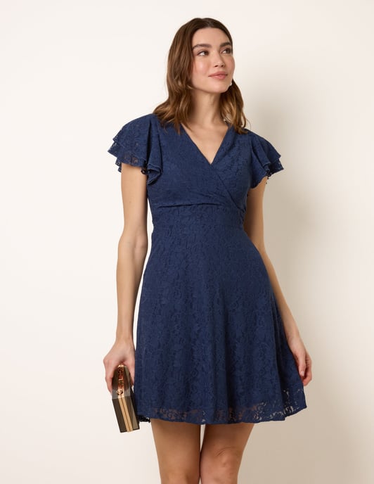 Lace Angel Sleeve Mini Dress - Image 1