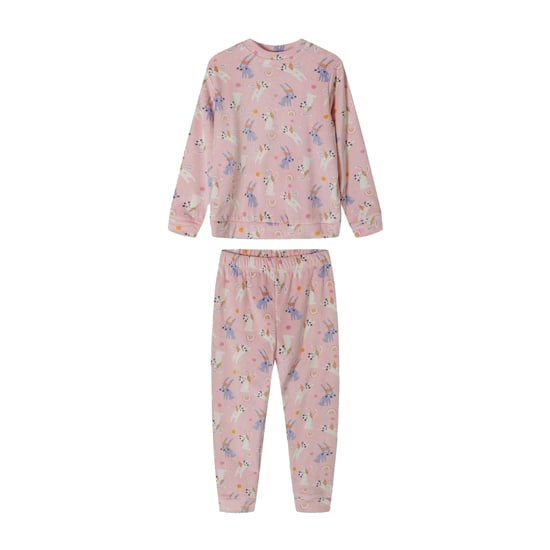 Minoti Meisjes Pyjama Set met Lange Mouwen Van Velours (Roze) - Image 1