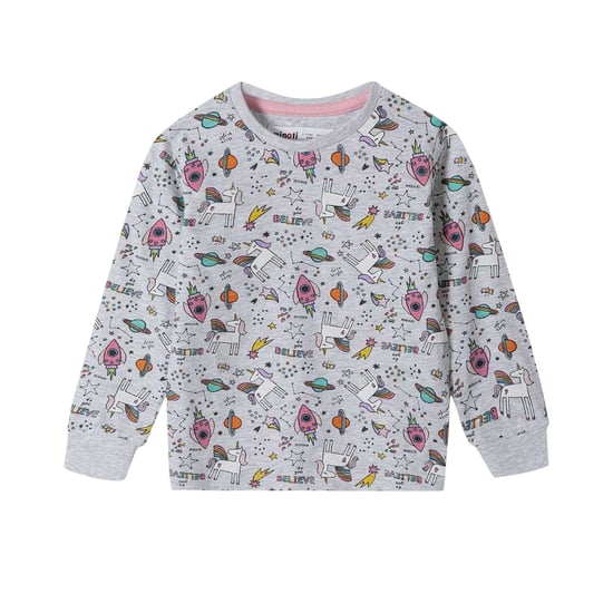 Minoti Pyjamaset met lange mouwen en all-over print voor meisjes (Grijs) - Image 2