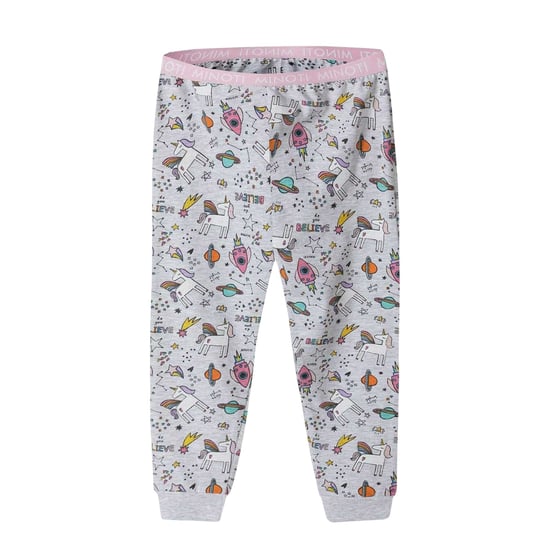 Minoti Pyjamaset met lange mouwen en all-over print voor meisjes (Grijs) - Image 4