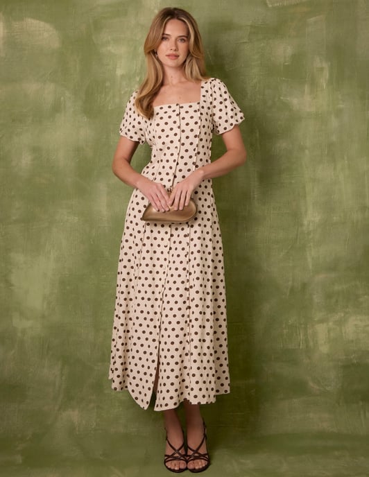 Milkmaid Polka Dot Puff Sleeve Dress - Image 1