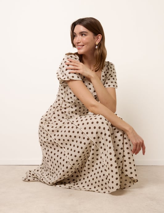 Milkmaid Polka Dot Puff Sleeve Dress - Image 3