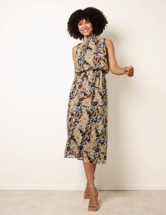 Watercolour Printed Sleeveless Midi Dress - Image 1