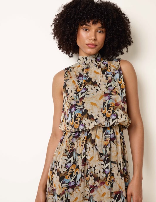 Watercolour Printed Sleeveless Midi Dress - Image 2
