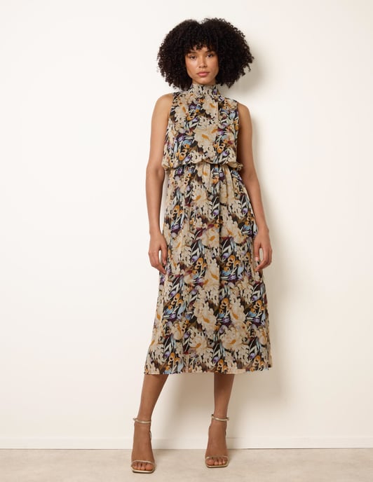 Watercolour Printed Sleeveless Midi Dress - Image 3