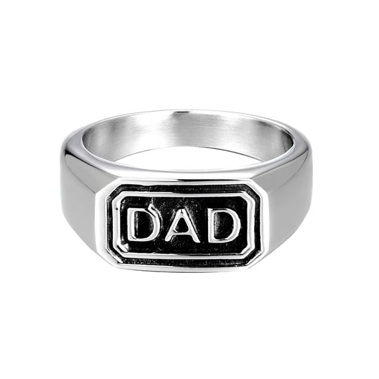 Mens Stainless Steel Embossed Dad Ring - Image 1