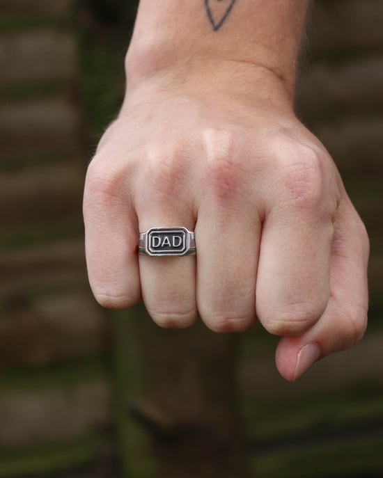 Mens Stainless Steel Embossed Dad Ring - Image 5