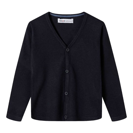 Minoti Effen fijn gebreid vest met knoopsluiting voor jongens (Marine) - Image 1