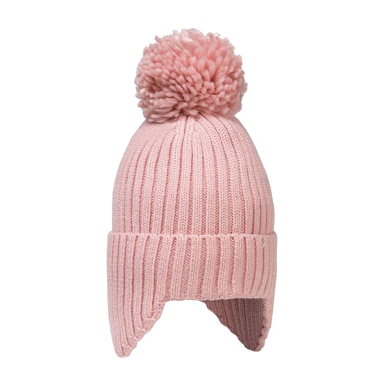 Minoti Meisjes Pom Pom Ribbed Beanie Set (Set van 2) (Wit/Roze) - Image 5