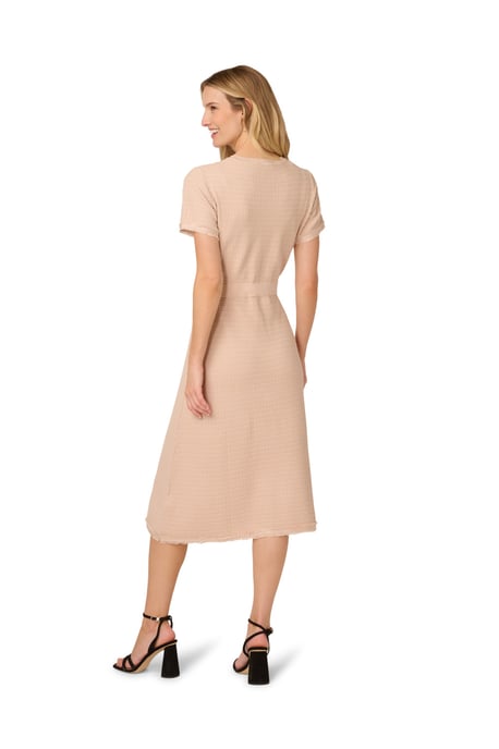 Waffle Textured Fit And Flare Midi Sweater With Mock Pockets - Image 2