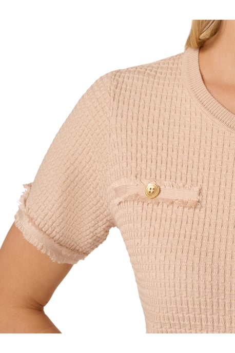 Waffle Textured Fit And Flare Midi Sweater With Mock Pockets - Image 4