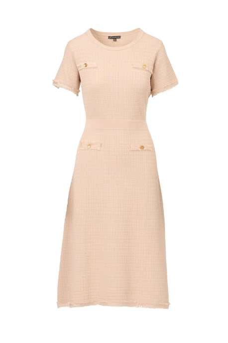 Waffle Textured Fit And Flare Midi Sweater With Mock Pockets - Image 5