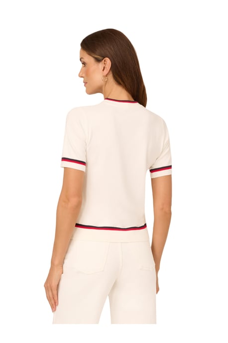 Tie Neck Tipped Sweater - Image 2