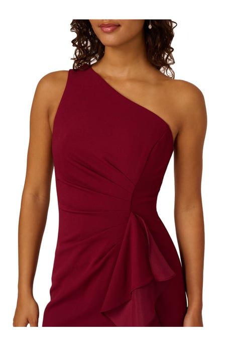 Crepe One Shoulder Ruffle Gown - Image 4