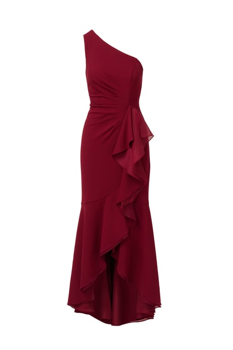 Crepe One Shoulder Ruffle Gown - Image 5