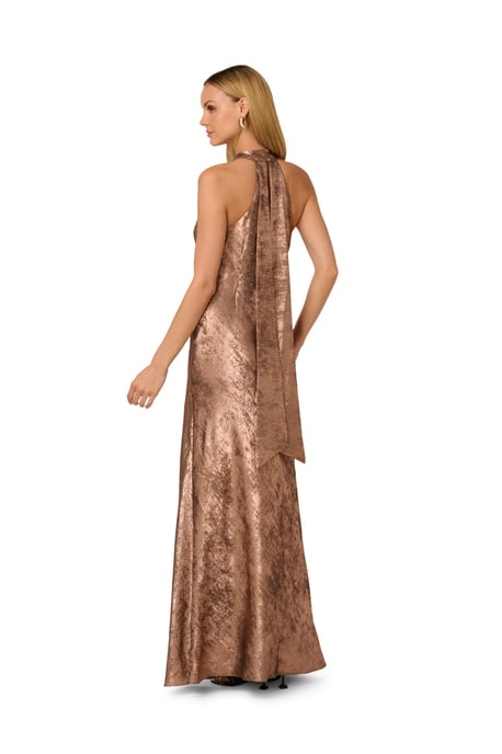 Foiled Woven Halter Gown - Image 2