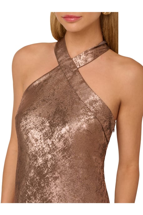 Foiled Woven Halter Gown - Image 4