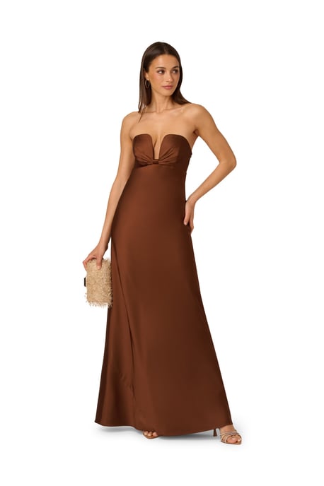 Stretch Satin Long Dress - Image 1