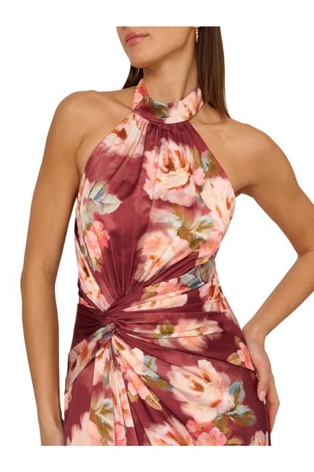 Printed Satin Long Dress - Image 4