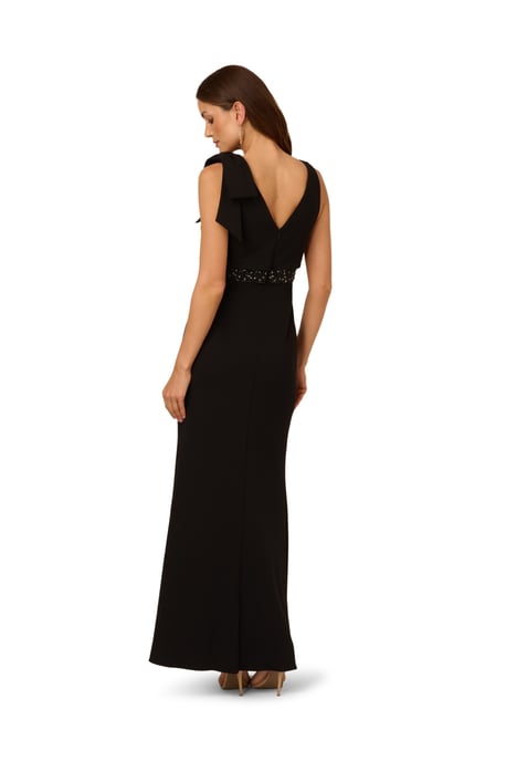 Crepe Popover Bead Gown - Image 2