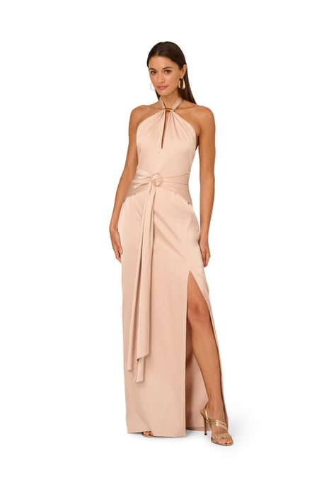 Stretch Satin Long Dress - Image 3