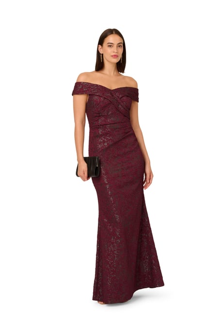Off Shoulder Jacquard Dress - Image 1