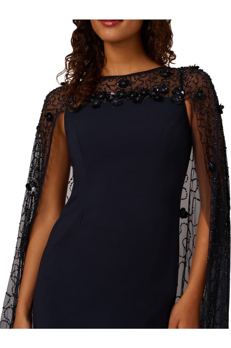 Bead Cape Crepe Long Dress - Image 4