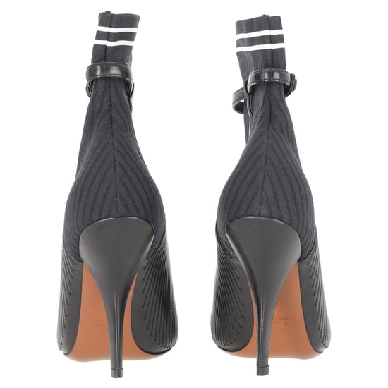 Fendi gestreepte enkellaarsjes met sokmodel in zwart leer - Image 3