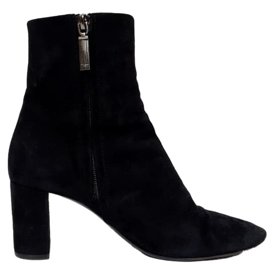Saint Laurent Loulou Zip Ankle Boots in Black Suede - Image 1