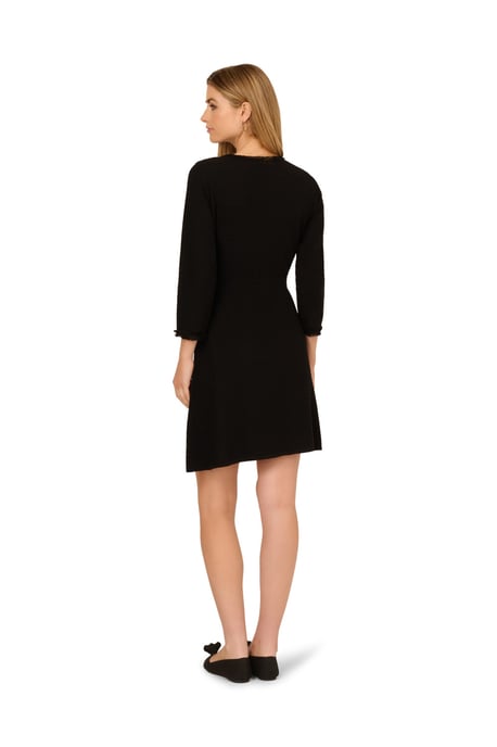 Waffle Textured Fit And Flare Knee Length Sweater Dress - Image 2
