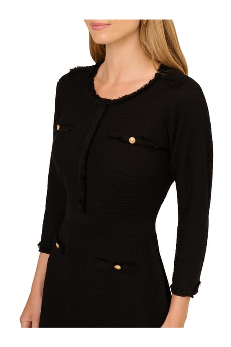 Waffle Textured Fit And Flare Knee Length Sweater Dress - Image 4