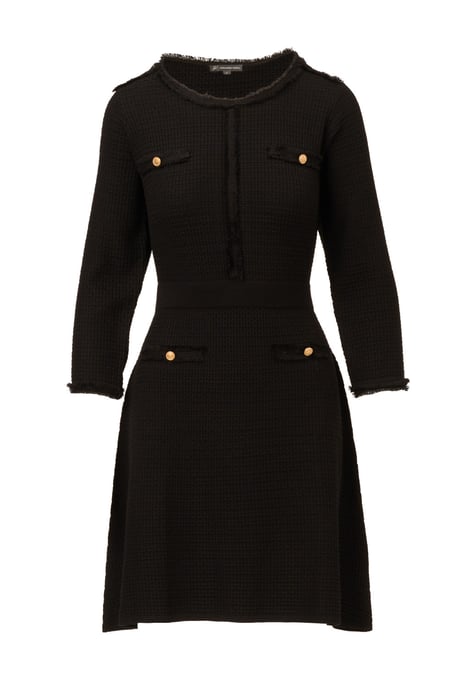 Waffle Textured Fit And Flare Knee Length Sweater Dress - Image 5