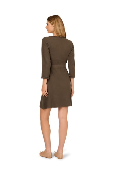 Waffle Textured Fit And Flare Knee Length Sweater Dress - Image 2