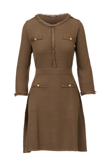 Waffle Textured Fit And Flare Knee Length Sweater Dress - Image 5