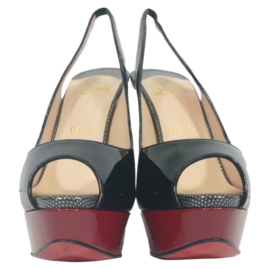 Christian Louboutin Lady Peep Sling 150 pumps in zwart lakleer - Image 2