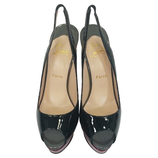 Christian Louboutin Lady Peep Sling 150 pumps in zwart lakleer - Image 5
