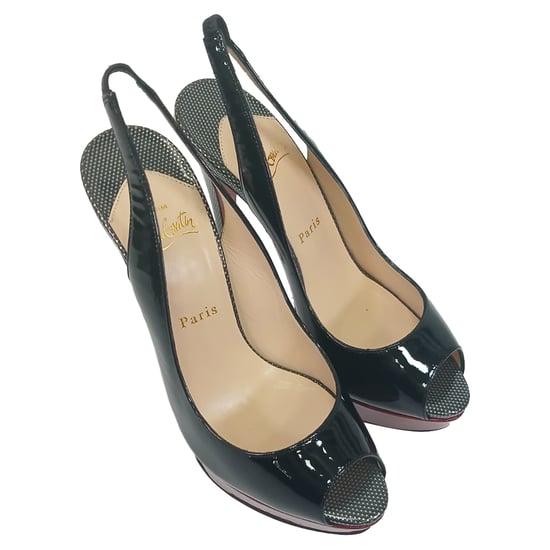 Christian Louboutin Lady Peep Sling 150 pumps in zwart lakleer - Image 6